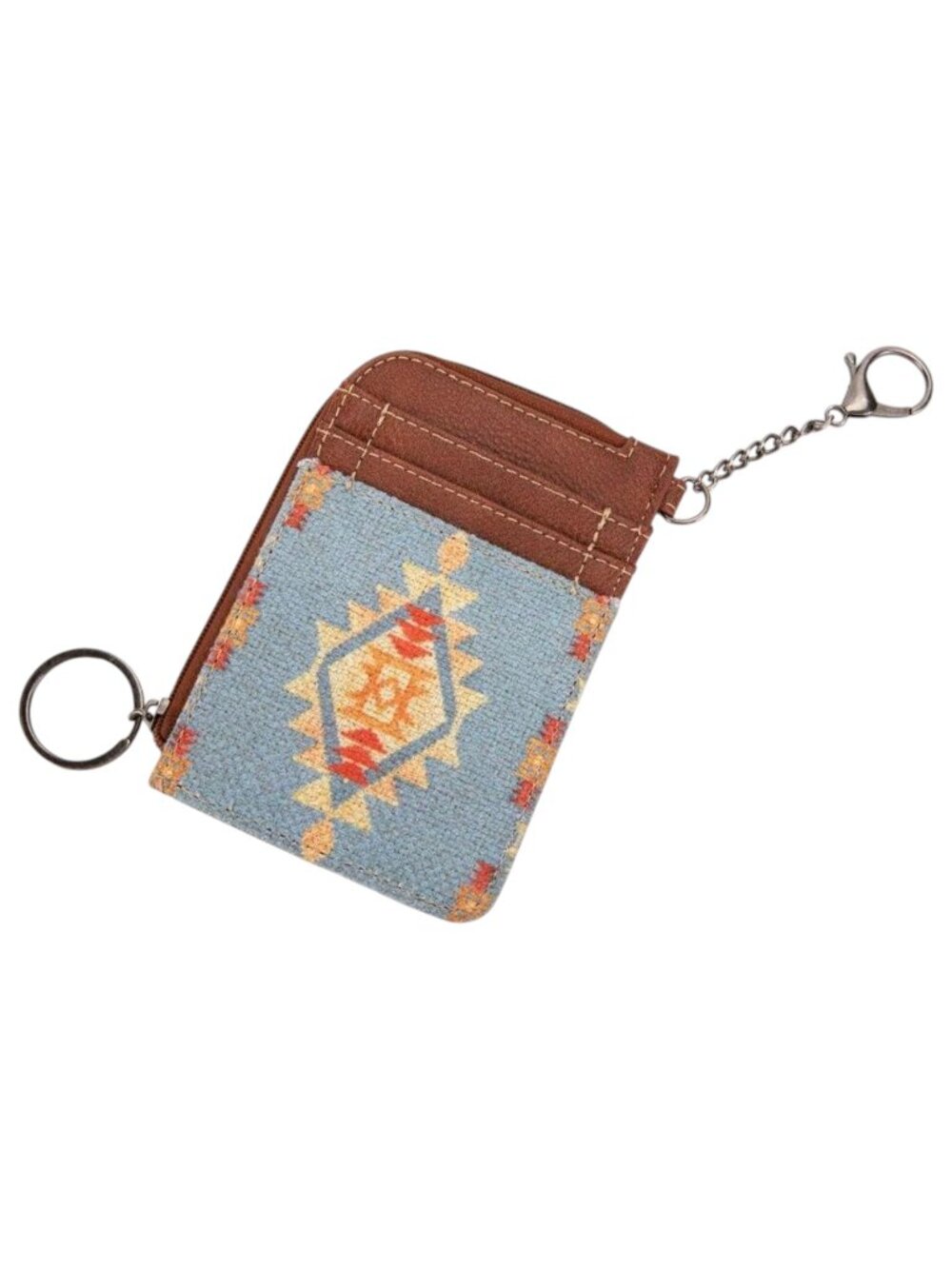 Wrangler Western Art Print Mini Zip Card Case Wallet / Canvas, PU Leather / NIB